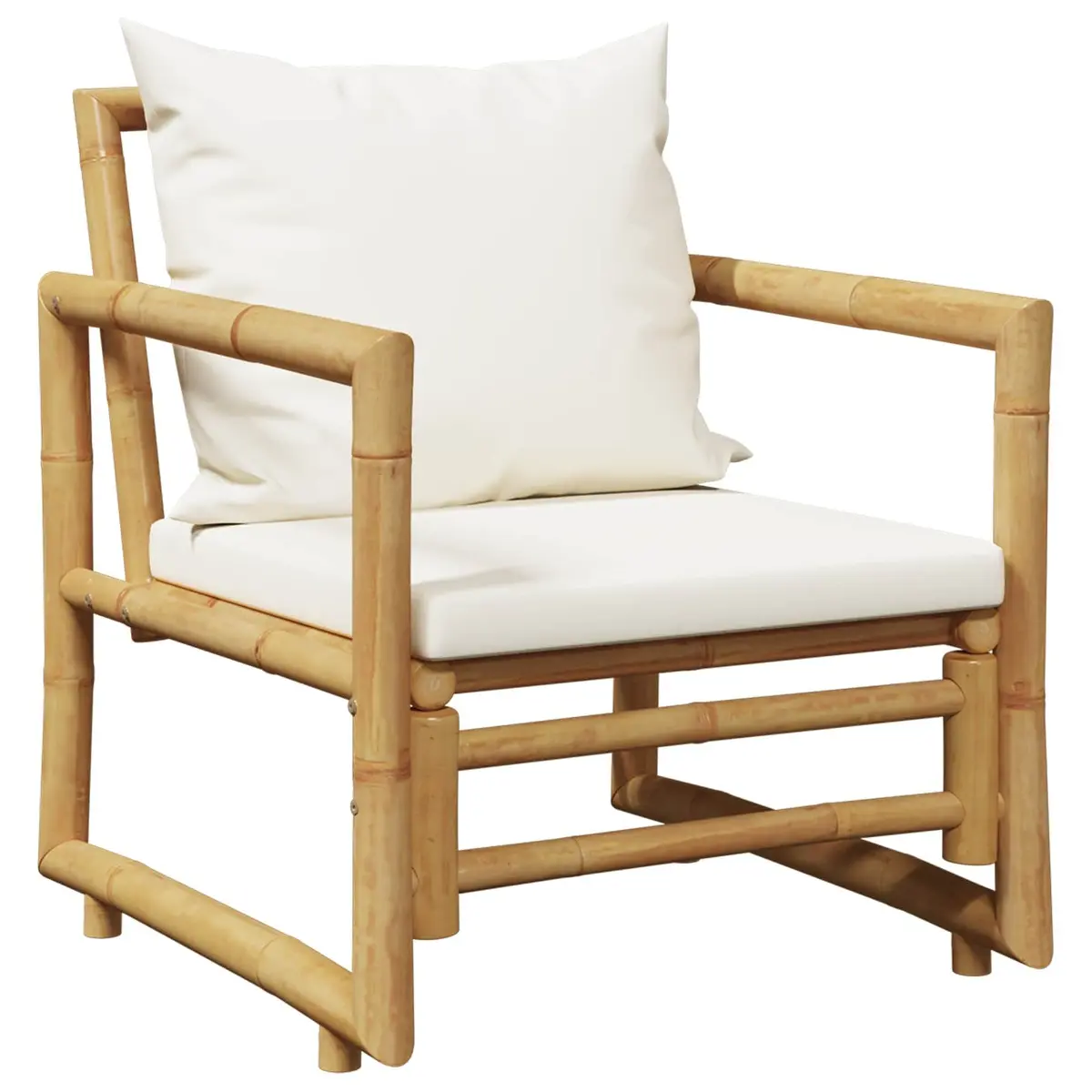 Bamboo Garden Chairs Outdoor Seating 2 Piece with Cushions Brown