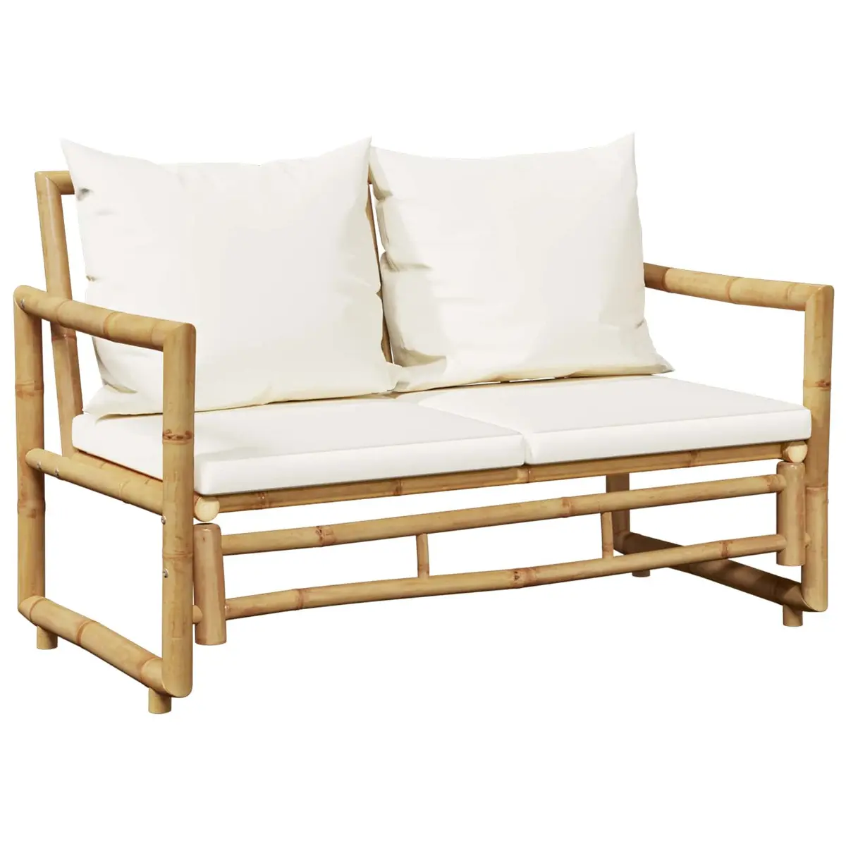 Bamboo Garden Lounge Set Outdoor Furniture 4 Piece Brown Cushions