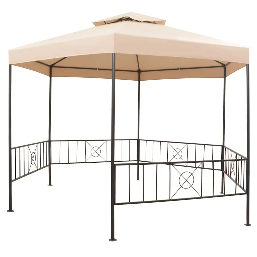 Hexagonal Garden Gazebo Tent Outdoor Canopy Shade 323 x 265 cm Beige
