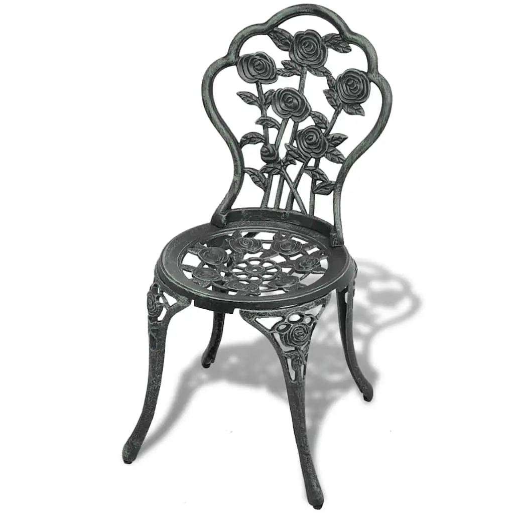 Outdoor Bistro Chairs 2 pcs Cast Aluminium Garden Patio Seating Floral Design
