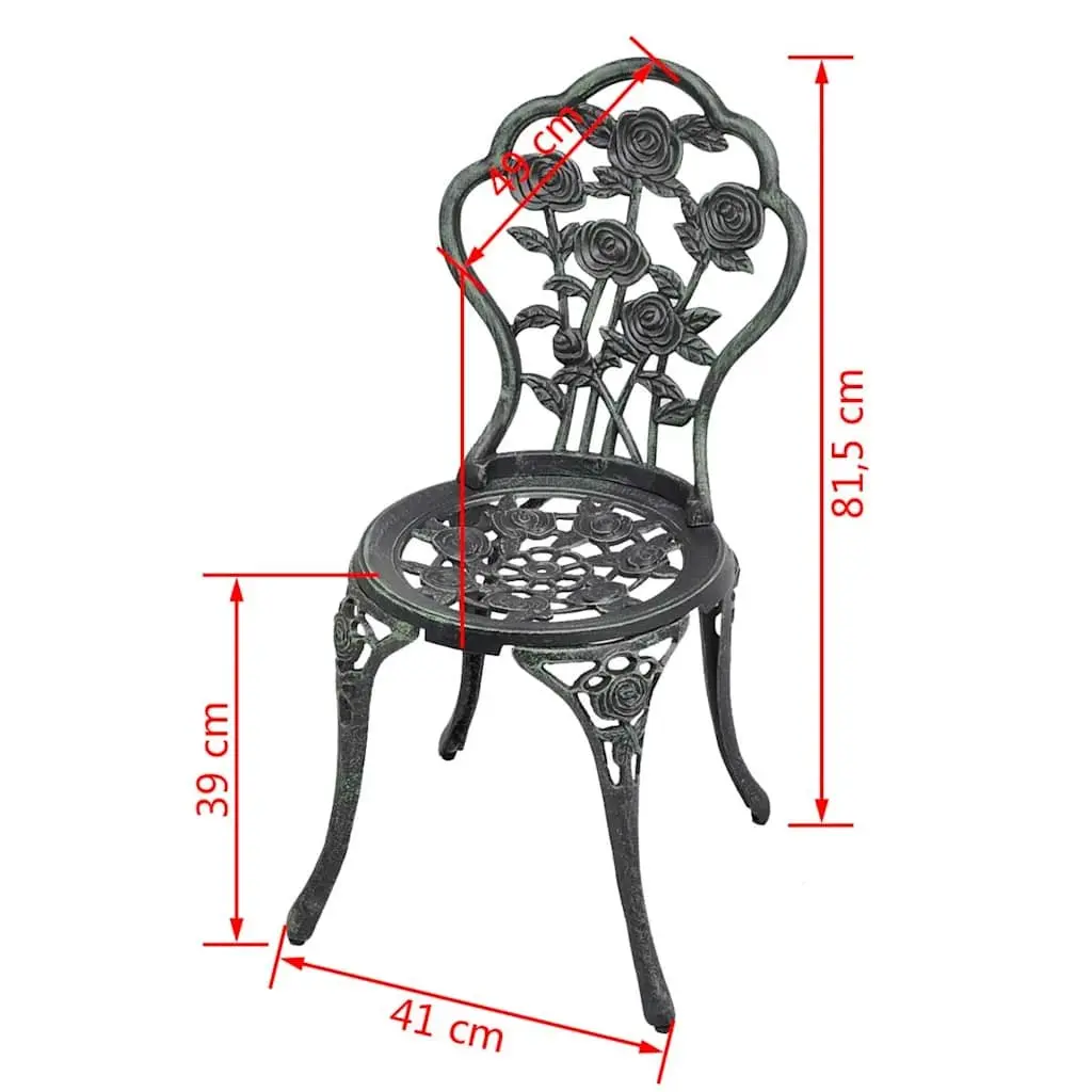 Outdoor Bistro Chairs 2 pcs Cast Aluminium Garden Patio Seating Floral Design