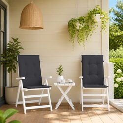 Garden Highback Chair Cushions 2 Pack Anthracite 120x50x2 cm Outdoor Patio Seat