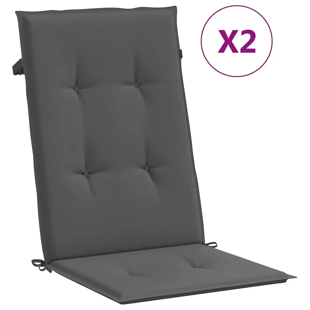 Highback Chair Cushions 2 Pack Outdoor Patio Seat 120x50x2 cm Anthracite