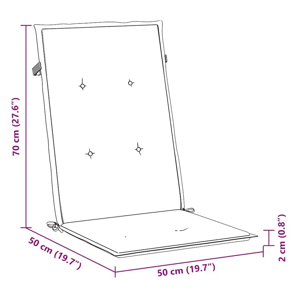 Highback Chair Cushions 2 Pack Outdoor Patio Seat 120x50x2 cm Anthracite
