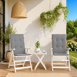 Highback Chair Cushions 2 Pieces Grey Outdoor Garden Patio Furniture Seat Pads