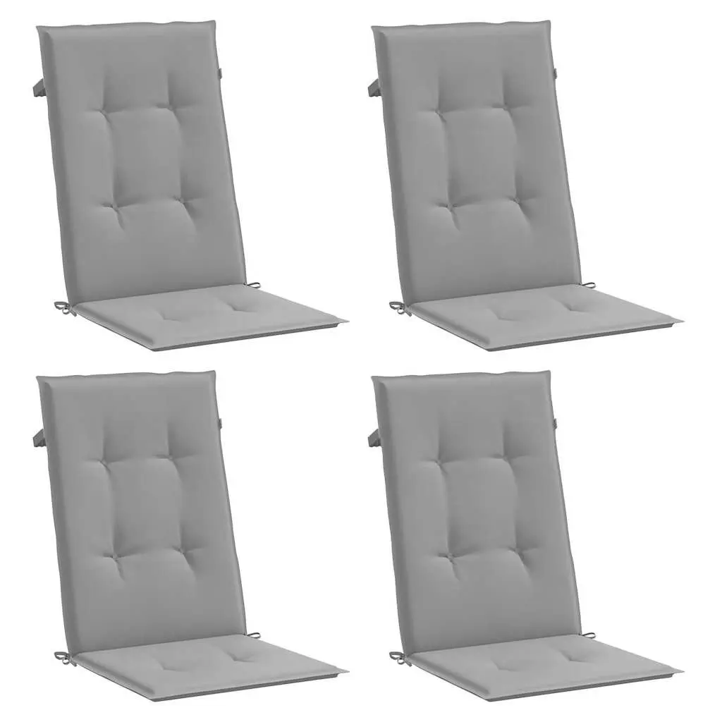 Highback Chair Cushions Outdoor Patio Seat Pad 120x50x3 cm Grey 4 Pieces