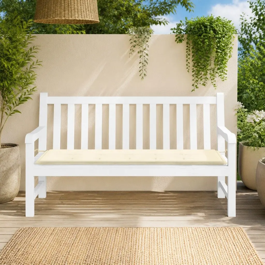 Garden Bench Cushion Outdoor Patio Seat Pad 150 x 50 cm Cream Water-Resistant Oxford Fabric