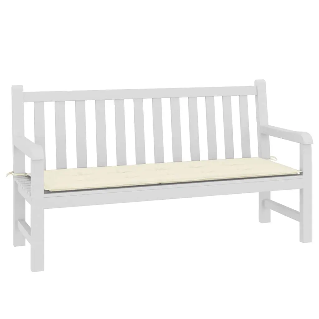 Garden Bench Cushion Outdoor Patio Seat Pad 150 x 50 cm Cream Water-Resistant Oxford Fabric