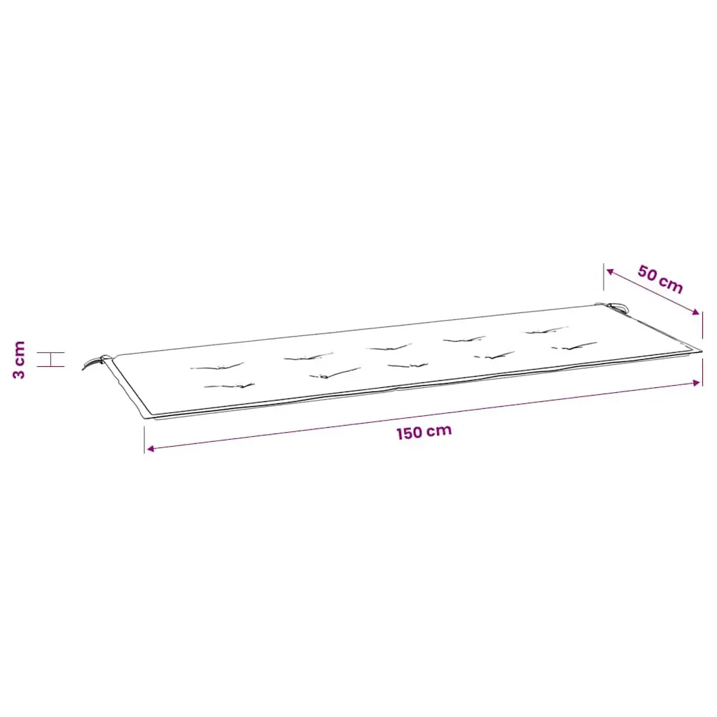 Garden Bench Cushion Outdoor Patio Seat Pad 150 x 50 cm Cream Water-Resistant Oxford Fabric