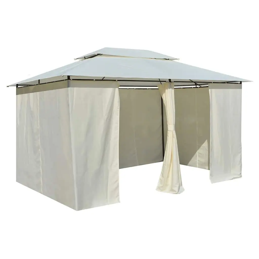 Garden Gazebo Canopy 4x3 m White Outdoor Party Tent with Curtains