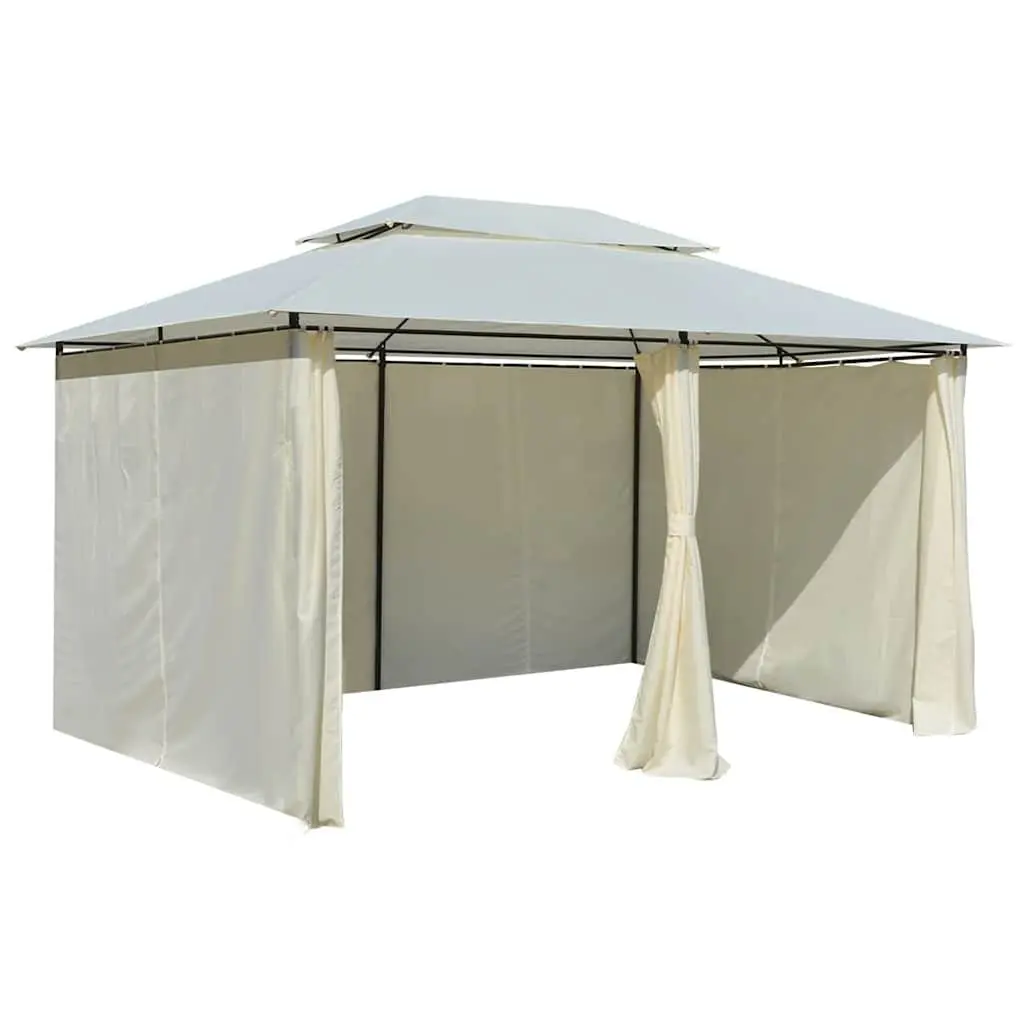 Garden Gazebo Canopy 4x3 m White Outdoor Party Tent with Curtains