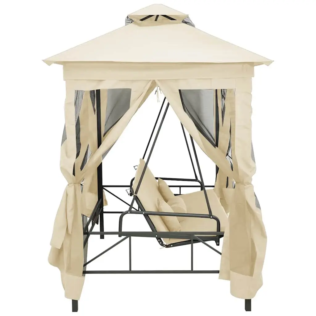 Gazebo Swing Bench Seat Two Person Outdoor Canopy Cream