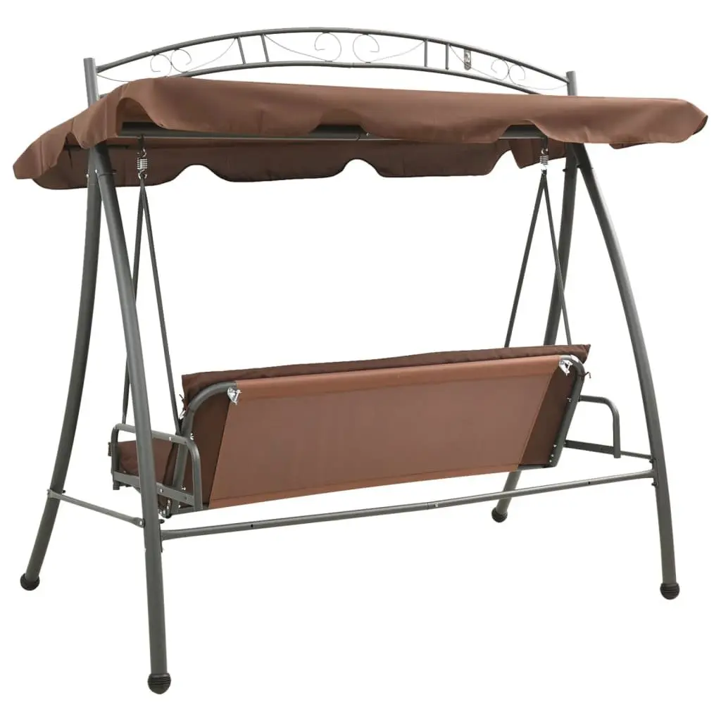 Convertible Swing Bench Canopy Outdoor Furniture Brown Seater