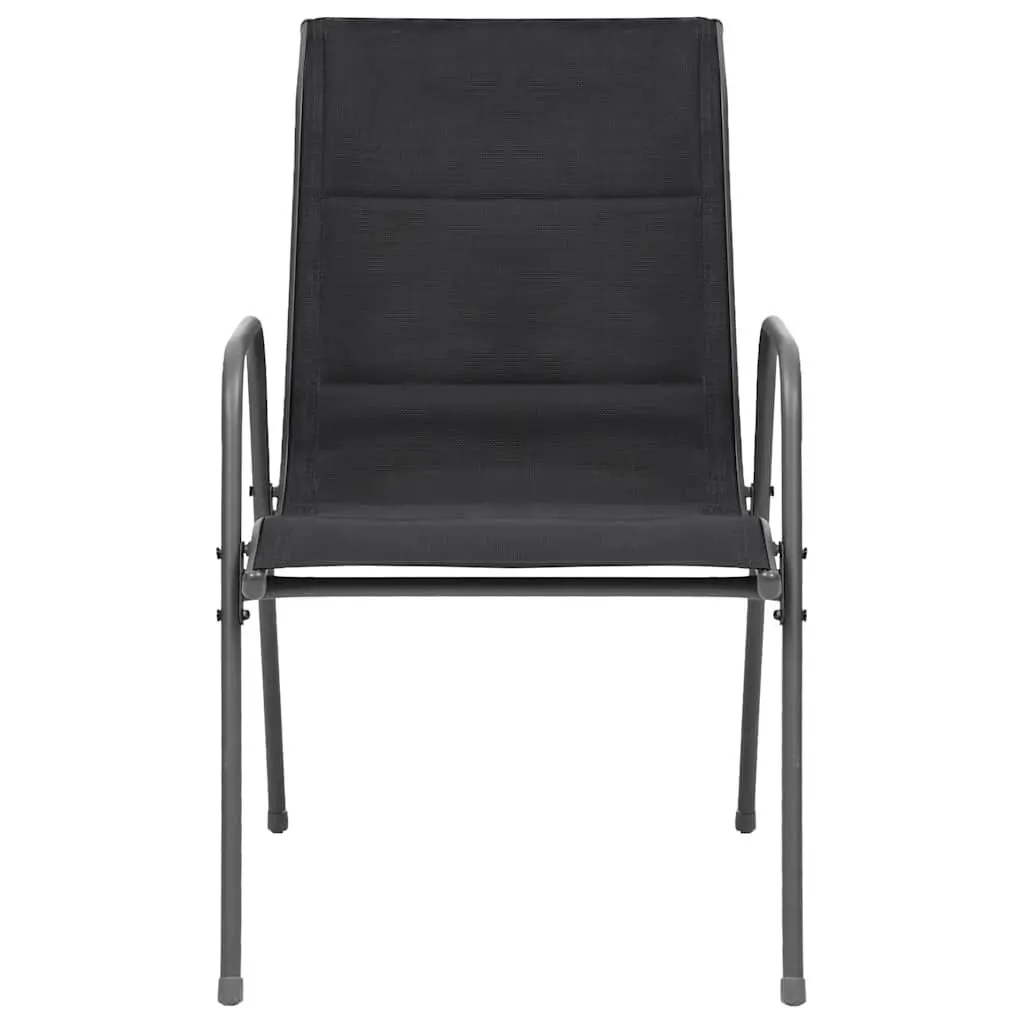 Outdoor Dining Chairs Stackable 6 Piece Set Steel Frame Garden Furniture Black