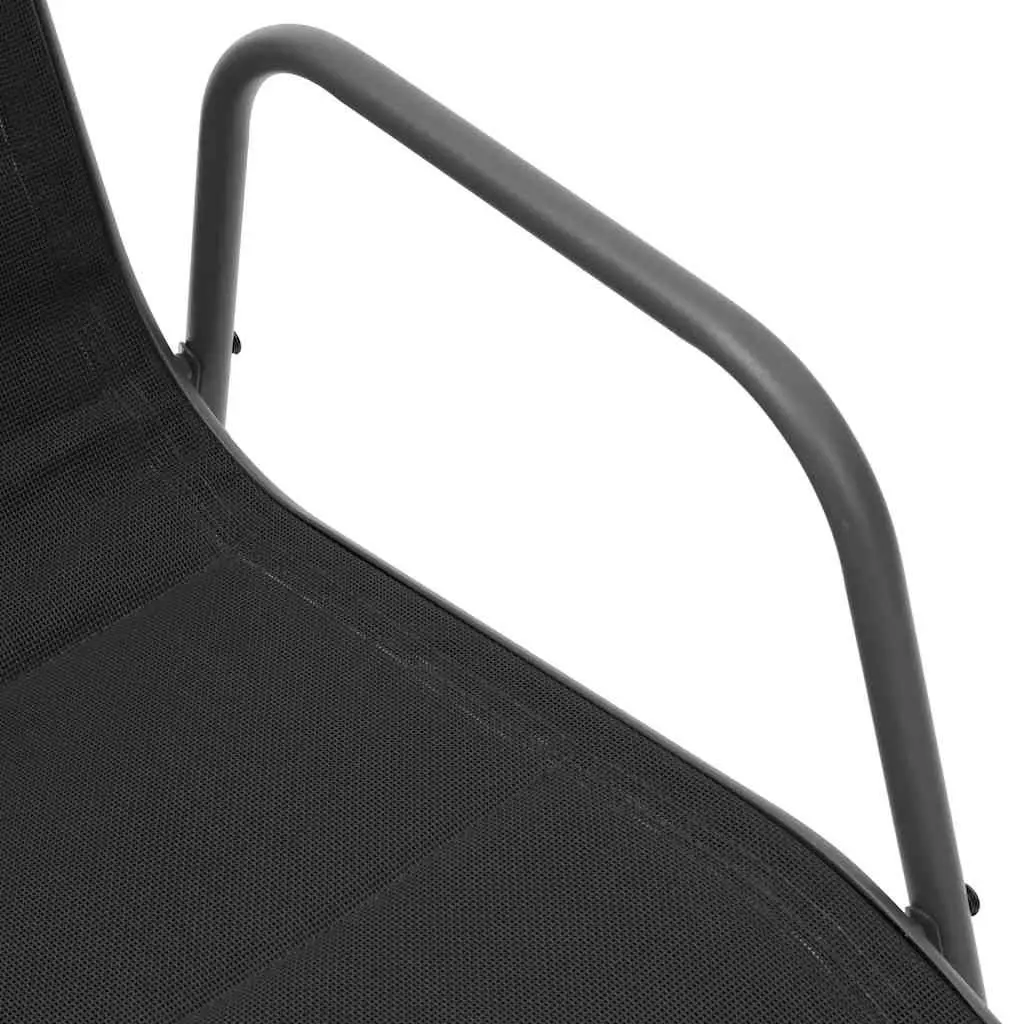 Outdoor Dining Chairs Stackable 6 Piece Set Steel Frame Garden Furniture Black