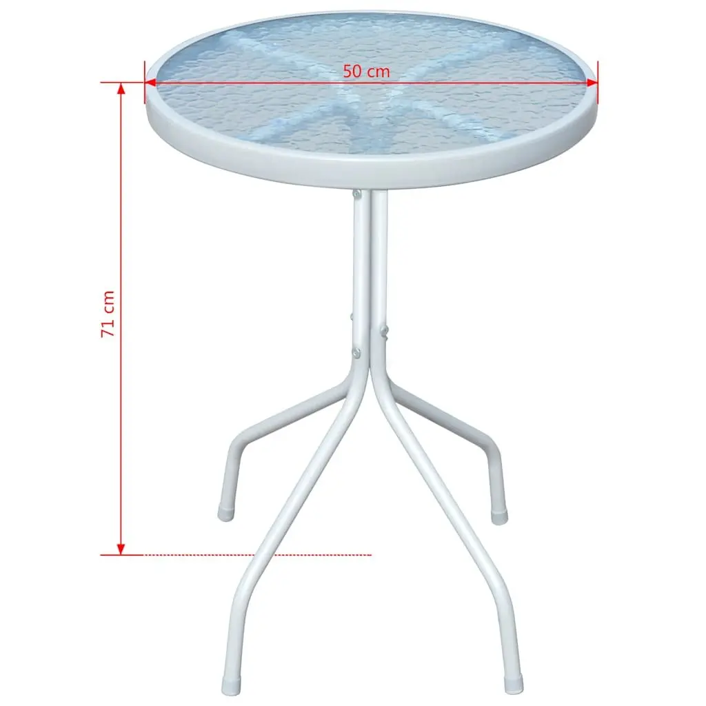 Round Bistro Table Outdoor Garden Patio 50x71 cm Grey Steel Frame Glass