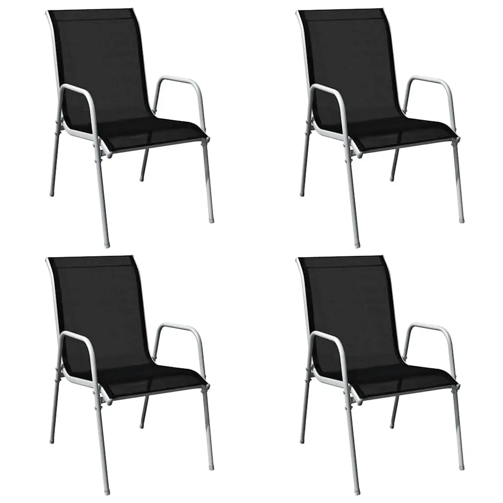 Outdoor Dining Set 5 Piece Garden Furniture Table 4 Stackable Chairs Grey