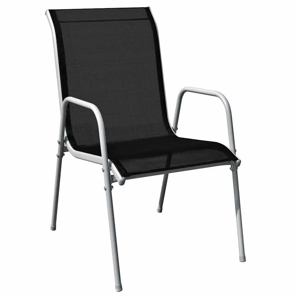 Outdoor Dining Set 5 Piece Garden Furniture Table 4 Stackable Chairs Grey
