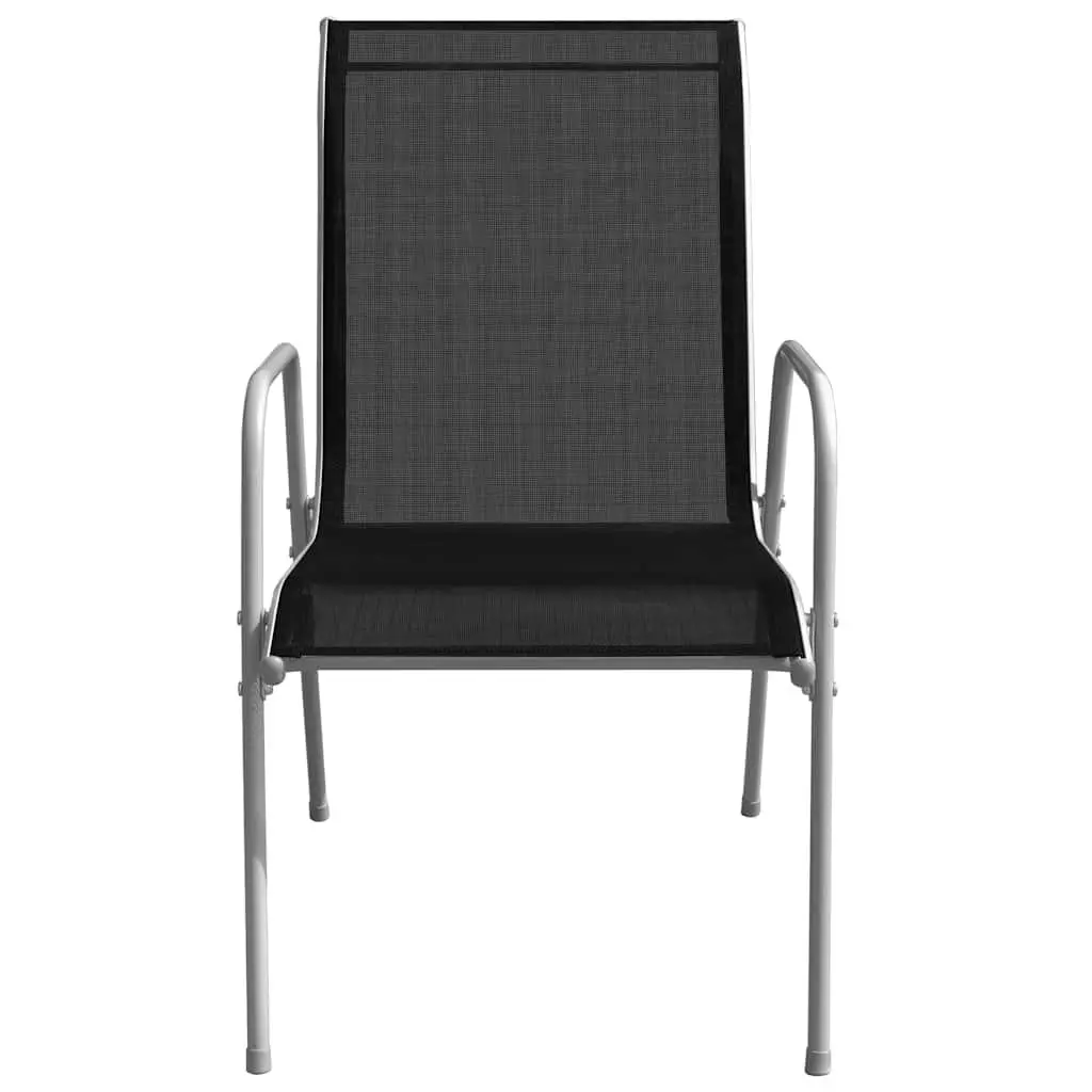 Outdoor Dining Set 5 Piece Garden Furniture Table 4 Stackable Chairs Grey