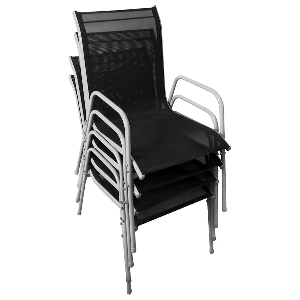 Outdoor Dining Set 5 Piece Garden Furniture Table 4 Stackable Chairs Grey