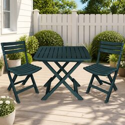 3 Piece Folding Bistro Set Outdoor Dining Table Chairs Patio Balcony Green