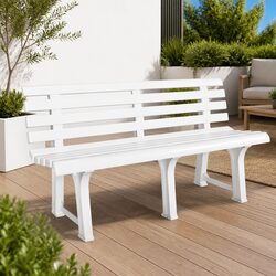 Reliable White Plastic Garden Bench 145.5 cm for Your Home