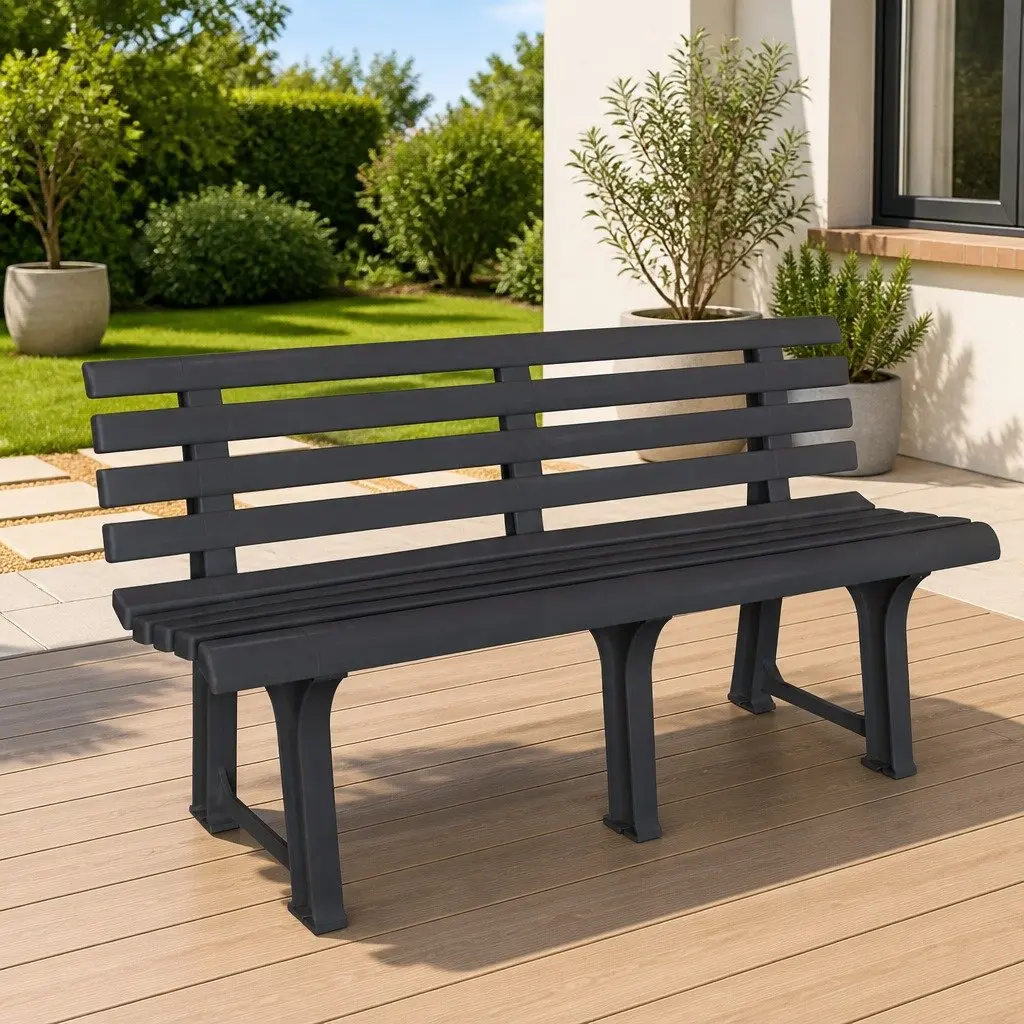 Garden Bench Outdoor Patio Seat 145.5 cm Plastic Anthracite