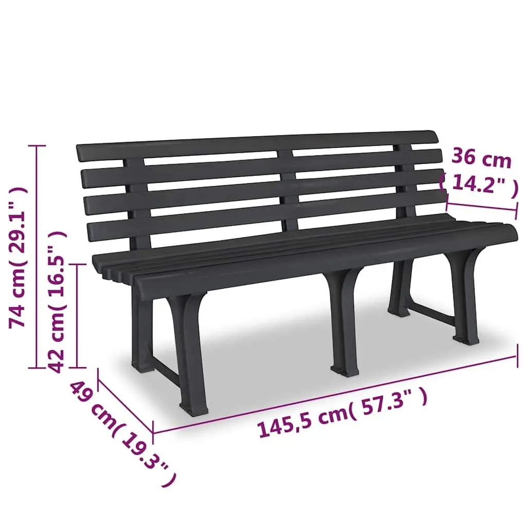 Garden Bench Outdoor Patio Seat 145.5 cm Plastic Anthracite
