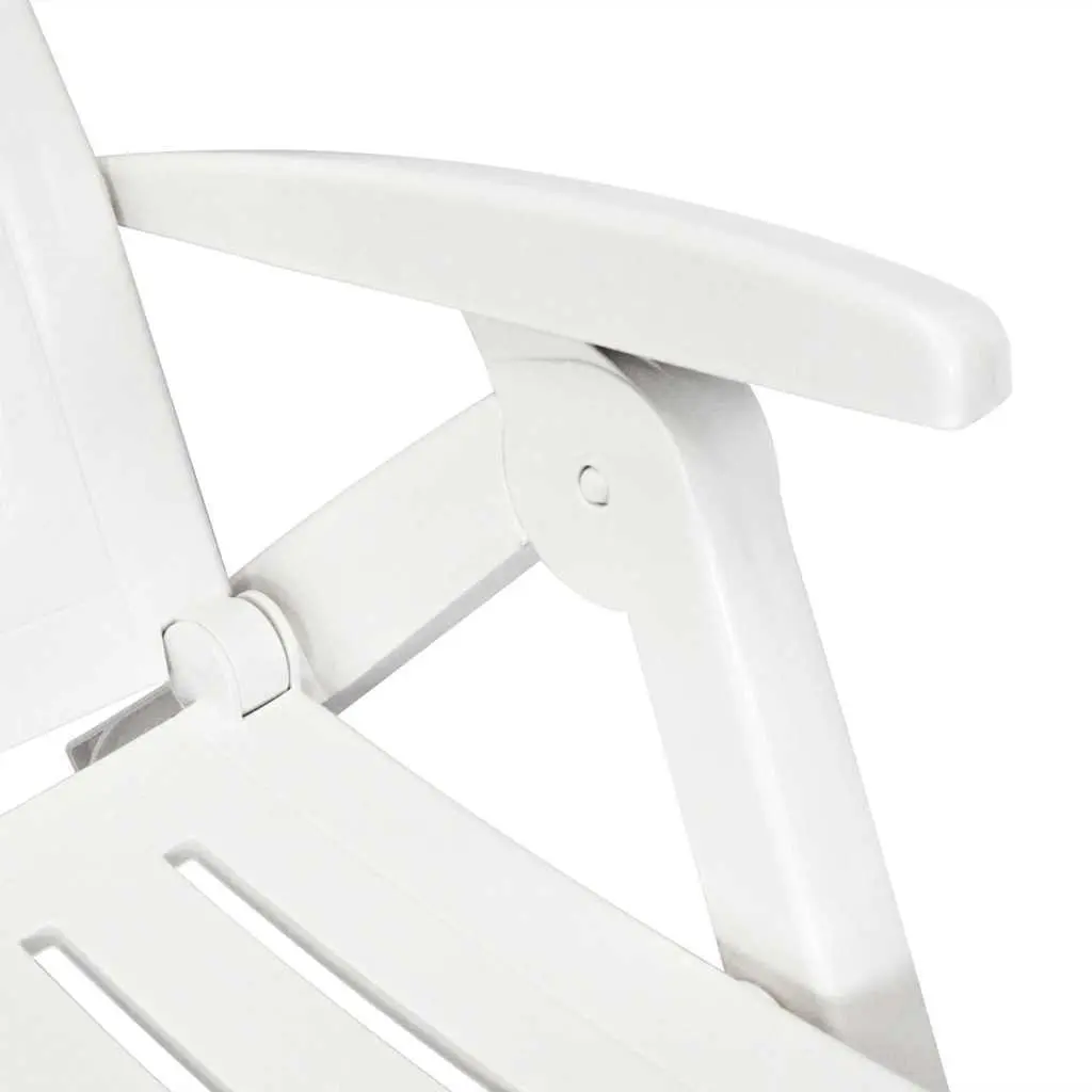 Plastic Sun Lounger Reclining Deck Chair Outdoor Garden Patio Folding White