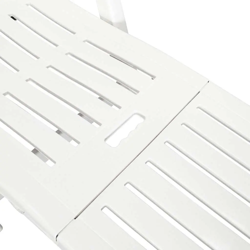 Plastic Sun Lounger Reclining Deck Chair Outdoor Garden Patio Folding White