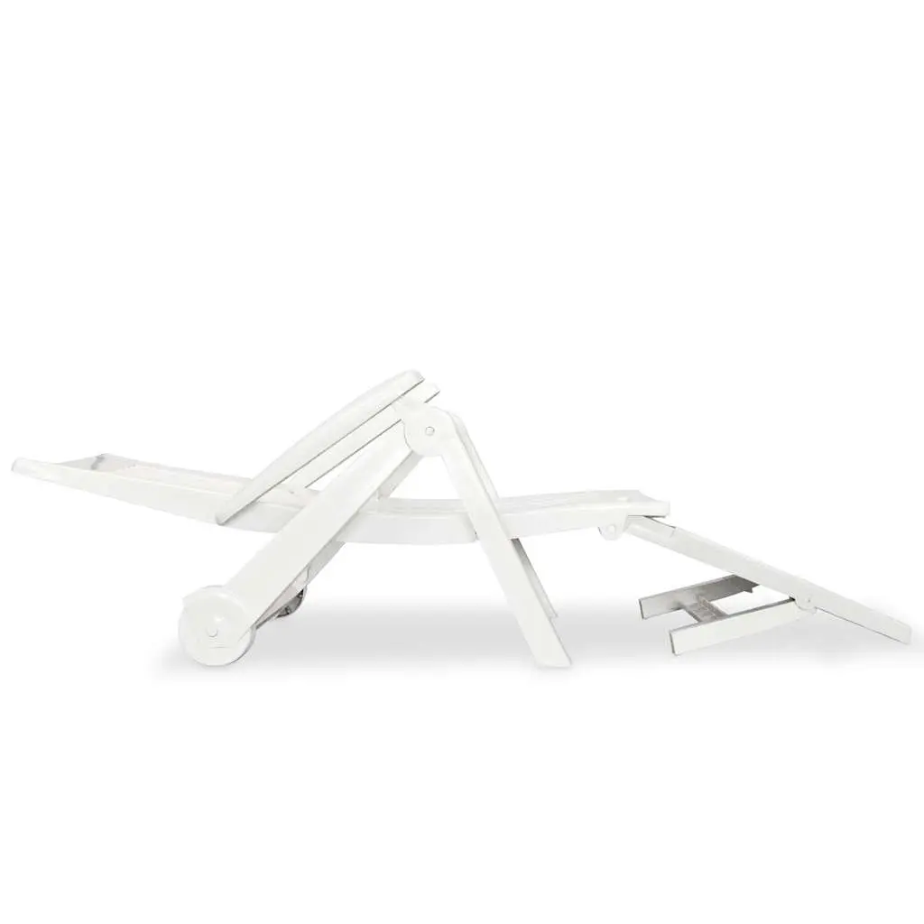 Plastic Sun Lounger Reclining Deck Chair Outdoor Garden Patio Folding White