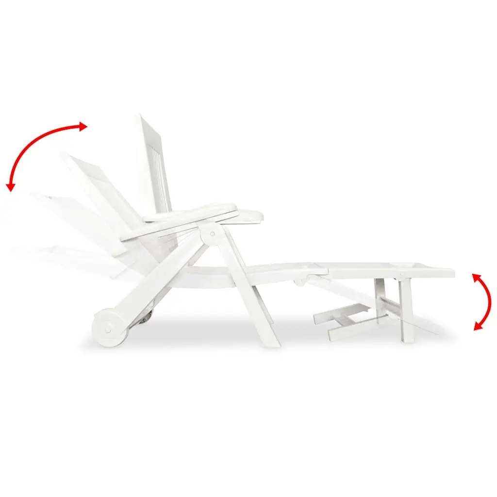 Plastic Sun Lounger Reclining Deck Chair Outdoor Garden Patio Folding White