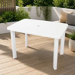 Practical White Plastic Garden Table for Outdoor Dining