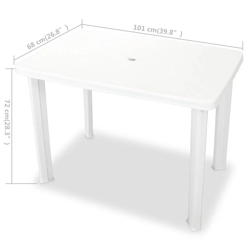 White Plastic Garden Table for Outdoor Dining