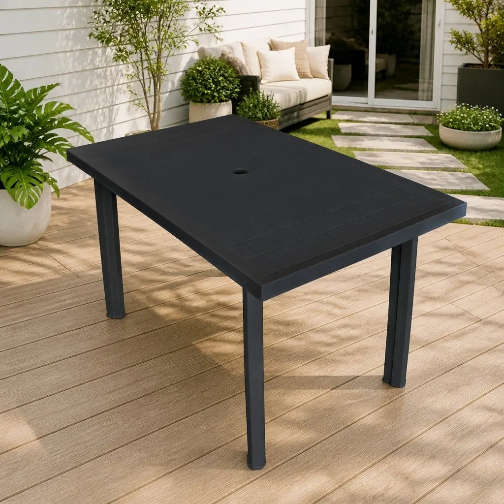 Garden Table Outdoor Dining 126 x 76 x 72 cm Anthracite Plastic Weather Resistant