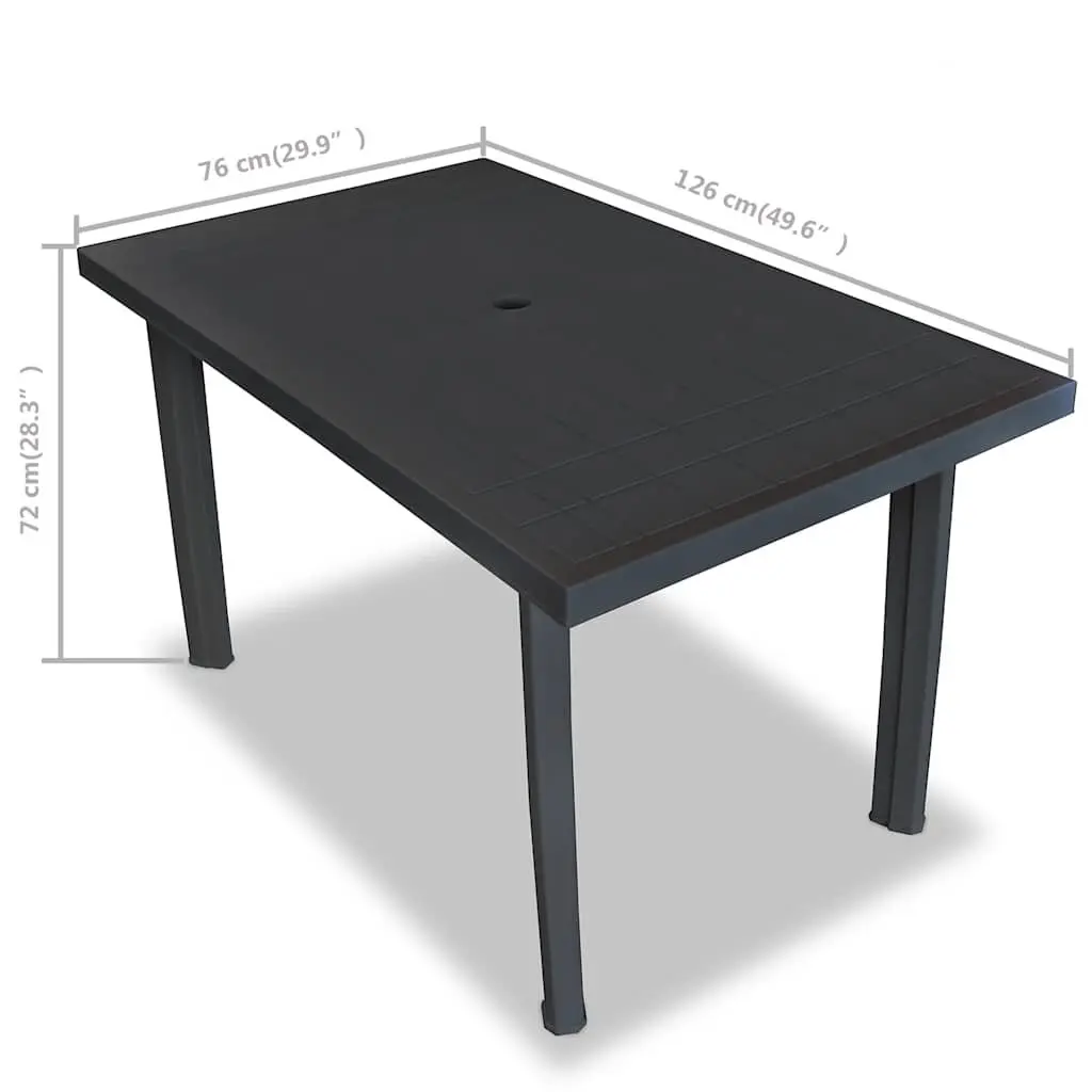 Garden Table Outdoor Dining 126 x 76 x 72 cm Anthracite Plastic Weather Resistant