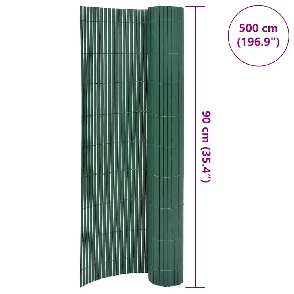 Double-Sided Garden Fence Panel PVC 90x500cm Green Outdoor Screening Barrier