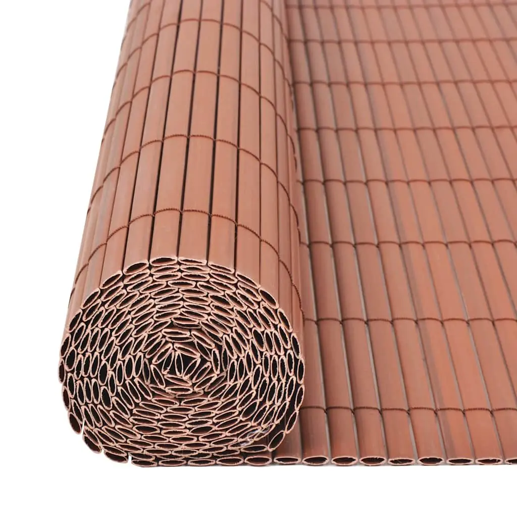 Double-Sided Garden Fence Panel Outdoor Screening Barrier 90x500cm Brown