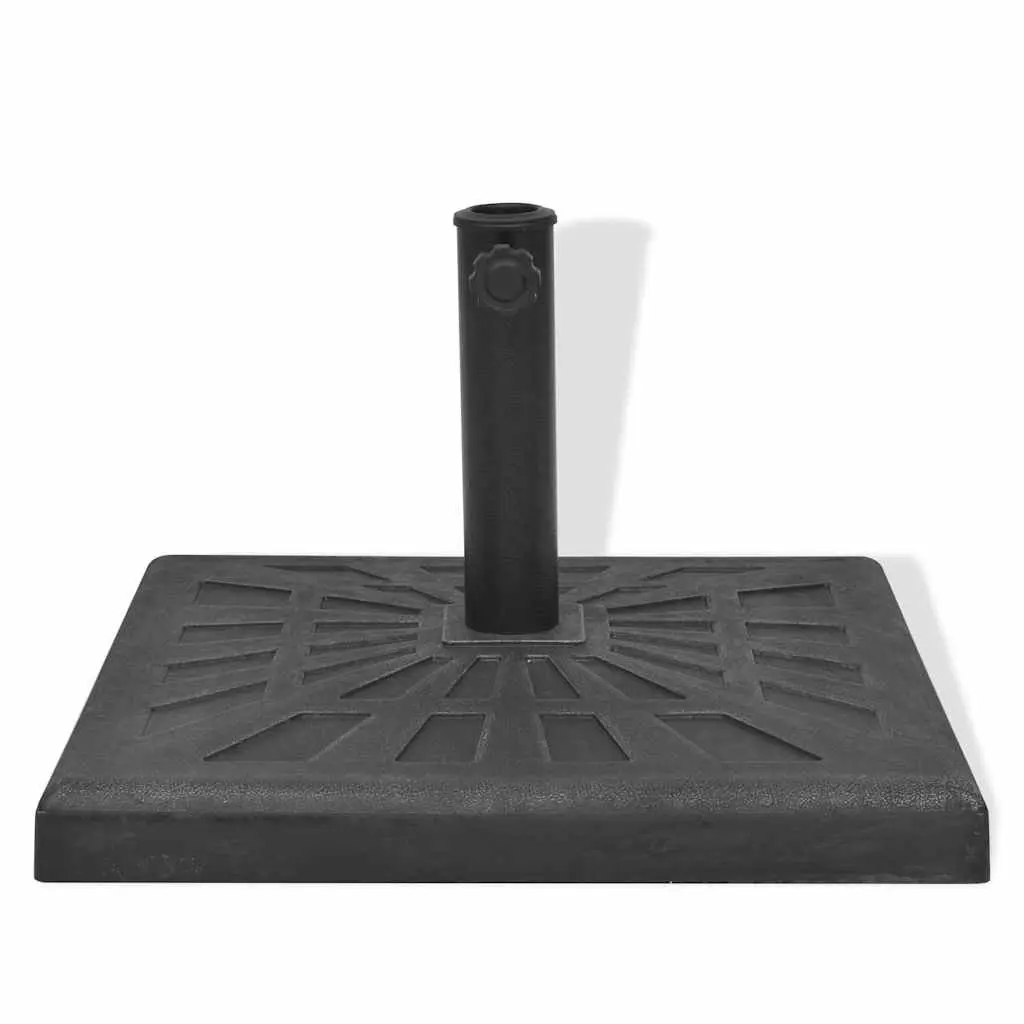 Square Resin Parasol Base Outdoor Umbrella Stand Locking Bolt 57 mm Tube Black