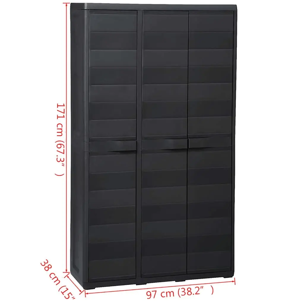 Garden Storage Cabinet Outdoor Organiser 4 Shelves Black
