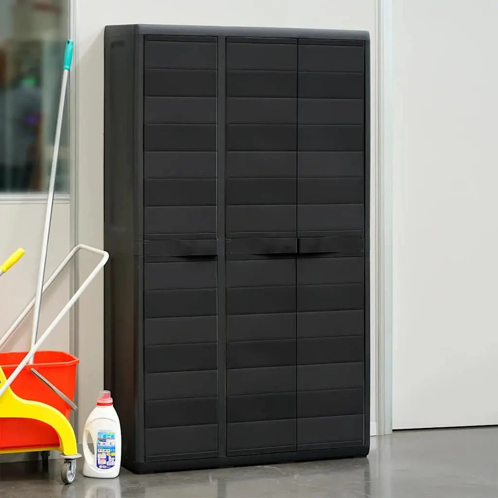 Garden Storage Cabinet Outdoor Organiser 4 Shelves Black