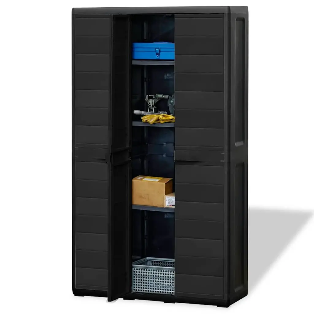 Garden Storage Cabinet Outdoor Organiser 4 Shelves Black
