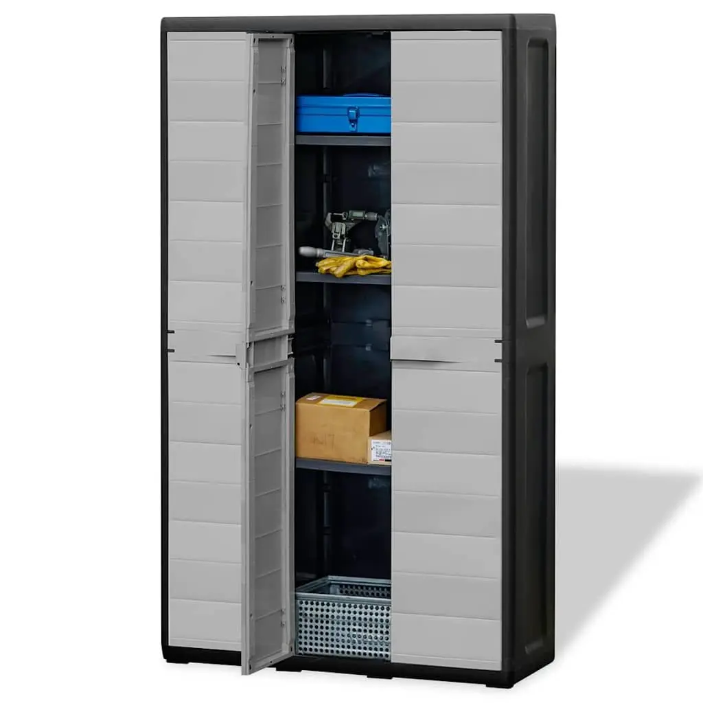 Storage Cabinet Outdoor Organiser 4 Shelves Grey