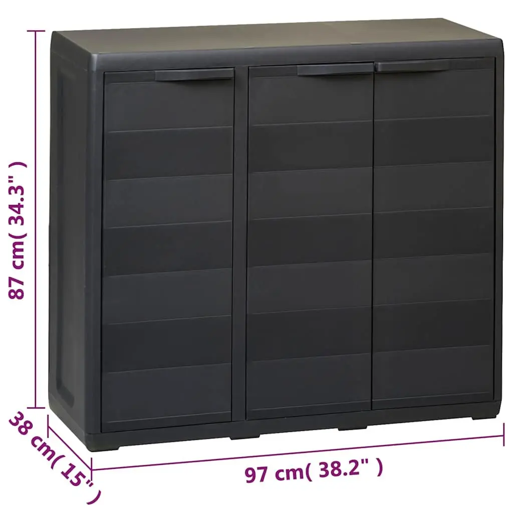 Garden Storage Cabinet Outdoor Organiser 2 Adjustable Shelves Black