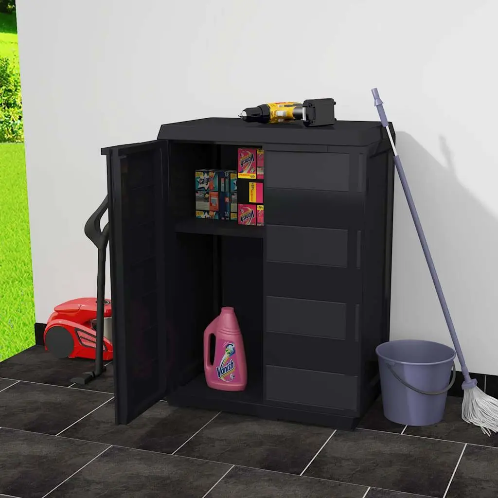 Outdoor Storage Cabinet Black Patio Shed Organiser with Adjustable Shelf