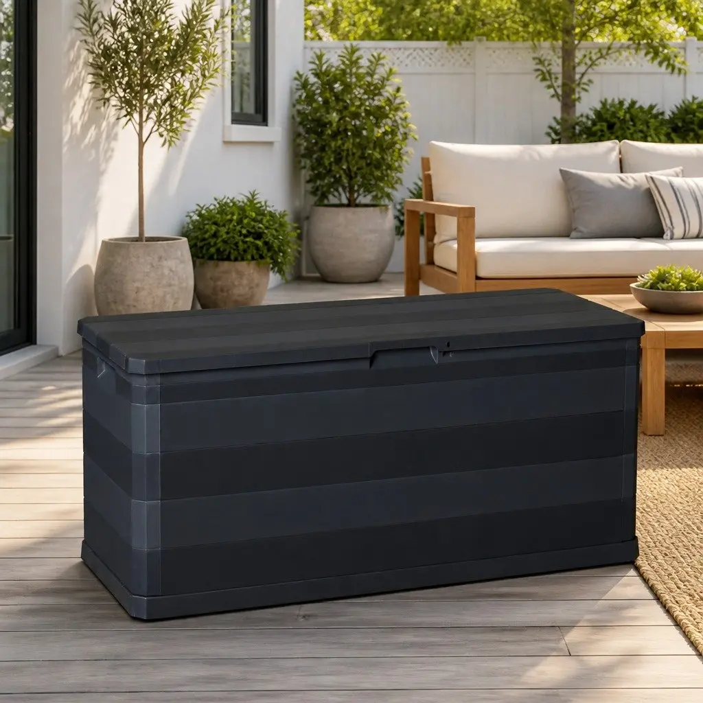 Garden Storage Box Outdoor Organizer 117x45x56cm Black