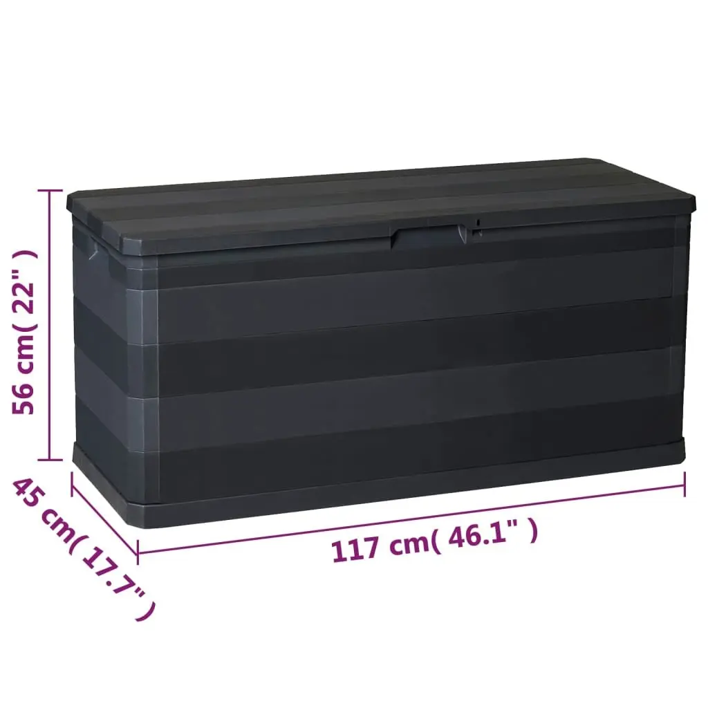 Garden Storage Box Outdoor Organizer 117x45x56cm Black