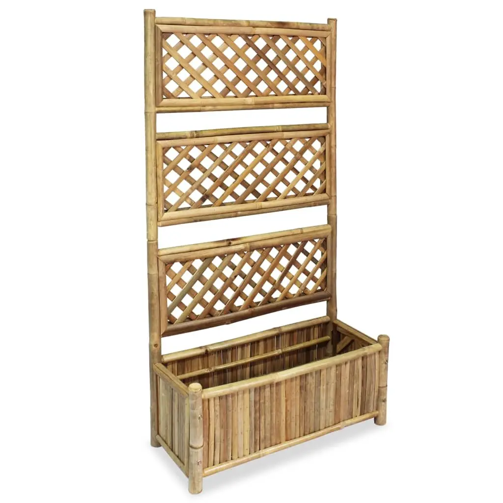 Garden Raised Bed Planter Box with Trellis 70cm Brown