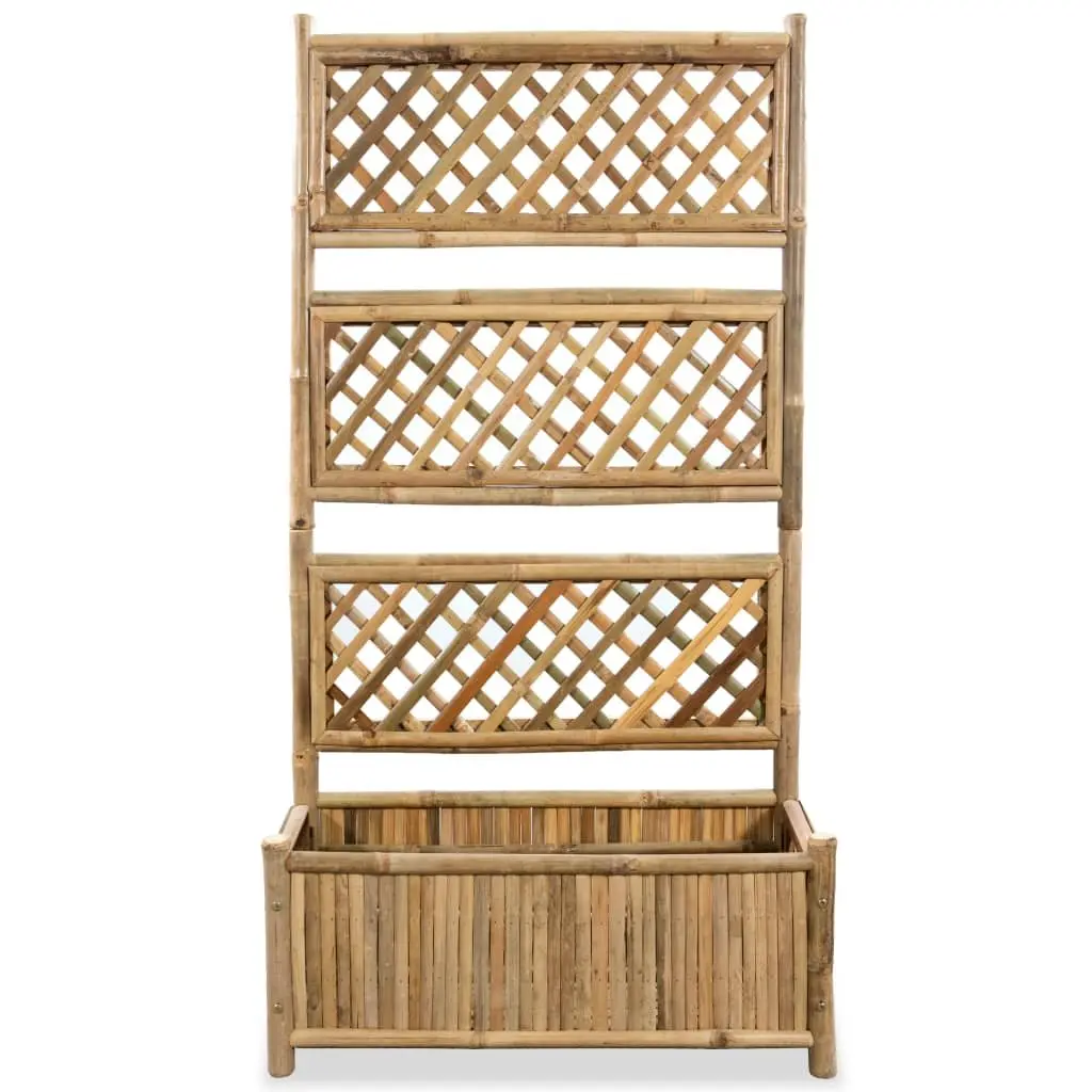 Garden Raised Bed Planter Box with Trellis 70cm Brown
