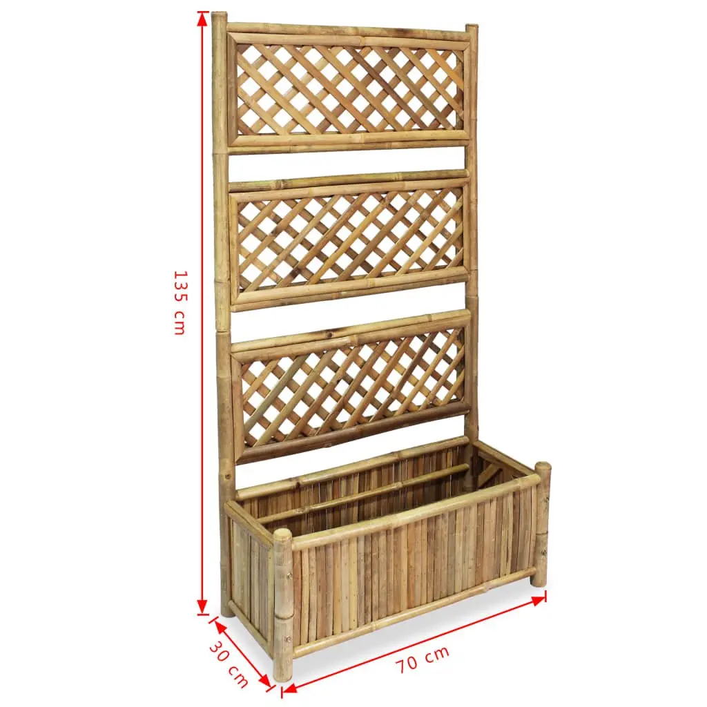 Garden Raised Bed Planter Box with Trellis 70cm Brown